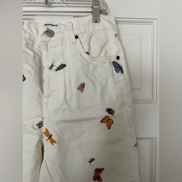 Reformation White Floral Women Jeans - Picture 11 of 16